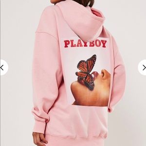 open lace back dress Dolls Kill x Playboy Playmate Fleece Logo Rhinestone Zip-Up Hoodie